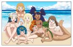 8girls alluring arm_crossed artist_request beach brown_hair cloud covering_breasts crossed_arm dawn_(pokemon) eyebrows eyelashes female female_human female_only freckles game_freak hand_bra haruka_(pokemon) hikari_(pokemon) human humans_of_pokemon iris_(pokemon) kasumi_(pokemon) lana_(pokemon) lillie_(pokemon) looking_at_viewer mallow_(pokemon) mao_(pokemon) may_(pokemon) misty_(pokemon) multiple_girls nintendo nude ocean pokemon pokemon_(anime) pokemon_bw pokemon_diamond_pearl_&_platinum pokemon_dppt pokemon_sm pokemon_xy porkyman sand serena_(pokemon) smile suiren_(pokemon) toes water