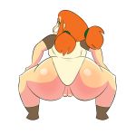  1girl big_ass bottomless dofus elf herny long_hair looking_back orange_hair twin_tails wakfu wide_hips 