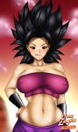 big_breasts breasts caulifla cleavage dragon_ball dragon_ball_super dragon_ball_z erect_nipples female nipples saiyan solo tensa-zangitsu