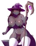 1girl 2017 animal_genitalia animal_penis anthro big_breasts black_hair black_nipples black_penis blush breasts canine canine_penis clothing dickgirl furry hair hat intersex legwear magic_user mammal navel nipples penis purple_eyes ryousakai simple_background smile staff stockings vein white_background witch_hat wolf