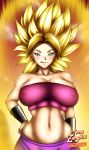 big_breasts breasts caulifla cleavage dragon_ball dragon_ball_super dragon_ball_z erect_nipples female nipples saiyan solo super_saiyan tensa-zangitsu