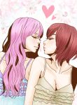 2_girls arm art bare_shoulders breasts brown_hair camisole casual cleavage closed_eyes closed_mouth collarbone heart incipient_kiss lips long_hair love medium_breasts megurine_luka meiko multiple_girls mutual_yuri neck pink_hair short_hair side-by-side tank_top upper_body vocaloid yuri