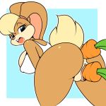 1girl 1girl 2017 anal anal_penetration anthro anus ass big_ass big_breasts bottomless breasts carrot clothed clothing double_penetration food furry high_res improvised_dildo improvised_sex_toy kloudmutt lagomorph lola_bunny looney_tunes mammal penetration pussy rabbit vaginal vaginal_penetration vegetable warner_brothers