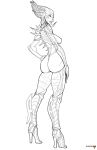 1girl alien ass breast female monochrome pertheseus sil species standing