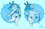 1girl alien aquamarine ass bikini blue_eyes blue_hair blue_skin looking_back side-tie_bikini steven_universe topless wings