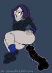 1girl animated big_breasts breasts dc_comics forehead_jewel gif grey_skin pale_skin purple_hair raven_(dc) starcross teen_titans