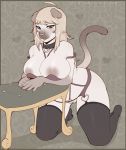 1girl 2017 anthro big_breasts blush breasts cat clothed clothing collar exposed_breasts feline furry garter_belt garter_straps high_res huge_breasts legwear looking_at_viewer mammal original partially_clothed pussy sinfuldreams15 sketch stockings