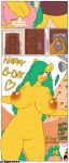 1girl 2017 anthro areola beauty_mark big_breasts breasts cake comic daughter door english_text equine eyewear fan_character food furry glasses green_hair hair horse mama_mango_(character) mammal mango_(character) milf mother_&_daughter my_little_pony nipples nude parent pony pussy shower spunkubus text