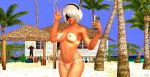 1girl 3d beach blindfold breasts female games hairy_pussy headband headwear human legs mask mobile_phone nier:_automata nipples nude posing pubic_hair pussy render solo_female tan tan_line v video_games white_hair xnalara xps yorha_no._2_type_b