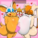 <3 1girl 2017 anthro areola bat big_breasts blush breasts canine digitaldomain123 erect_nipples fox furry group high_res huge_breasts hyper hyper_breasts kiss_mark lagomorph male mammal miles_"tails"_prower nipples nude rabbit rouge_the_bat sega smile symmetrical_docking vanilla_the_rabbit