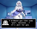 1girl 2017 anthro bed blush boss_monster caprine clothed clothing cyrus_physhor english_text female furry goat horn inside long_ears mammal navel nightgown photo_(object) red_eyes text toriel undertale underwear video_games