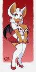 1girl 1girl 2017 absurd_res anthro bat big_breasts blue_eyes breasts cleavage clothed clothing eyeshadow footwear furry hair high_heels high_res knee_high_socks lipstick makeup mammal nurse omegasunburst rouge_the_bat sega shoes white_hair wings