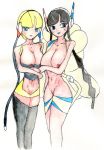 2girls arm_crossed big_breasts collarbone crossed_arm drawing elesa huge_breasts kamitsure_(pokemon) large_breasts multiverse navel nipples nude pokemon pokemon_(game) pokemon_bw pokemon_bw2 porkyman pussy standing sweatdrop