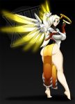 ass big_ass big_breasts blizzard_entertainment blonde_hair blue_eyes breasts female mercy_(overwatch) overwatch solo waifuholic yellow_hair