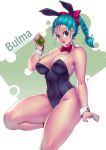 1girl big_breasts blue_eyes blue_hair bokuman breasts bulma bulma_brief bulma_briefs bunny_bulma bunny_ears bunny_girl bunny_tail bunnysuit cleavage dragon_ball dragon_ball_(classic) female female_only solo solo_female tease teen teenage_girl teenager