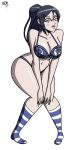 frostbiteboi genei_ibun_roku genei_ibunroku_#fe glasses lingerie looking_at_viewer maiko_shimazaki pinup shimazaki_maiko socks striped_socks tokyo_mirage_sessions_#fe