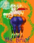  ass beer beverage big_ass big_breasts breasts chicken_wings dragon_ball dragon_ball_z female food kurvylass milf panchy_briefs solo 