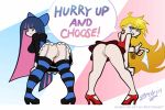 animated ass butt english_text female_only gif inviting long_hair no_panties panty_&_stocking_with_garterbelt panty_(psg) panty_anarchy presenting presenting_hindquarters pussy sister sisters stocking_(psg) stocking_anarchy text upskirt vagina zedrin