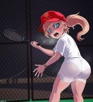 ass big_ass big_breasts breasts dat_ass donald_trump female genderswap hentai-foundry looking_at_viewer looking_back racket shadman solo tennis tennis_racket