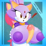 ! amy_rose blaze_the_cat futa futanari open_mouth paizuri sega slickehedge sonic_(series)