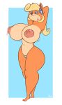 1girl 1girl 2017 anthro areola ass bandicoot big_ass big_breasts blonde_hair border breasts clothed clothing coco_bandicoot crash_bandicoot_(series) erect_nipples eyebrows eyelashes eyeshadow furry hair high_res huge_breasts komponi makeup mammal marsupial navel nipples thick_thighs topless video_games voluptuous white_border wide_hips