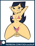  4th_of_july american_flag american_flag_bikini big_breasts bikini biting_lip black_eyes blue_hair breasts codykins123 emma hands_behind_head long_hair looking_at_viewer smile the_ridonculous_race total_drama_island white_background 