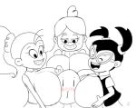 2017 ^_^ anonymous big_breasts blush braces breast_press breast_smother breasts_press crossover godalmite gravity_falls half-closed_eyes luan_loud mabel_pines monochrome signature smile the_fairly_oddparents the_loud_house tootie