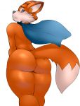 1girl anthro ass big_ass blush canine cape clothing fox fur furry girly looking_at_viewer looking_back lucky_the_fox male mammal nude presenting presenting_hindquarters standing super_lucky's_tale sweat tacoyaki thick_thighs