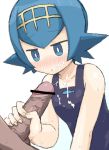  bar_censor blue_swimsuit blush cfnm clothed_female_nude_male cum cum_on_clothes cum_on_face cum_on_swimsuit facial freckles handjob lana one-piece_swimsuit penis pokemon pokemon_sm porkyman suiren_(pokemon) sweatdrop sweating swimsuit veins veiny_penis yatani_(do9z) 