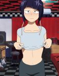 1girl 1girl 1girl breasts female_only female_solo gif gif jirou_kyouka my_hero_academia rjamal shirt shirt_lift small_breasts