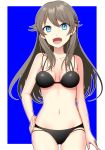 1girl black_bikini blue_(pokemon) female_only hand_on_hip leaf_(pokemon) looking_at_viewer pokemon pokemon_(game) pokemon_frlg smile solo_female yuihiko