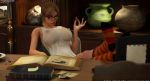  big_breasts cookies eating epoch_(artist) erect_nipples feet_on_table glasses lara_croft see-through see-through_top tomb_raider 