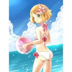 artist_request ass ball beach beach_ball beachball bikini looking_back ocean pokemon pokemon_(anime) pokemon_xy serena serena_(pokemon_) smile swimsuit twitter water white_bikini white_swimsuit