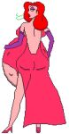 belly_expansion carlj disney earrings green_eyes jessica_rabbit milf photoshop pixel_art pixelated pregnant pregnant_belly pregnant_female red_dress red_hair sexy sexy_body vore_implied