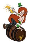 1girl barrel beer disney disney_channel dushon female_only freckles gravity_falls human red_hair small_breasts st._patrick&#039;s_day wendy_corduroy white_background winking_at_viewer