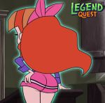 1girl bow ghost legend_quest long_hair miniskirt no_panties orange_hair teodora_villavicencio wide_hips