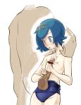 bar_censor blue_swimsuit censored cum cum_on_body cum_on_face facial lana naizuri one-piece_swimsuit paizuri pokemon pokemon_sm small_breasts solo_focus suiren_(pokemon) swimsuit swimsuit_aside swimsuit_pull uto_saori