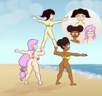  3_girls ass ayane_shiun bbw beach big_ass bikini bikini_top black_hair blush bottomless breasts kim_mi_na long_hair looking_down mouse_(porkchop_&#039;n_flatscreen) pop_goes porkchop_&#039;n_flatscreen short_hair surprise wardrobe_malfunction 