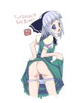  ass blue_eyes female kirise_mitsuru konpaku_youmu panties panty_pull solo touhou underwear white_hair youmu_konpaku 