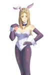  1girl 1girl 1girls alluring alternate_costume bare_shoulders big_breasts blonde_hair bunny_ears bunny_girl bunnysuit cleavage covered_nipples fire_emblem fire_emblem_echoes:_shadows_of_valentia hand_on_own_chest intelligent_systems joysjsj00 long_hair mathilda_(fire_emblem) nintendo nipple_bulge transparent_background yellow_eyes 
