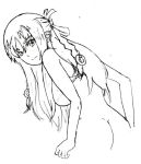 1_female 1_girl 1_human bent_over bottomless bra butt corpse_princess female female_human female_only hair human long_hair looking_at_viewer looking_back makina_hoshimura monochrome shikabane_hime sideboob solo standing