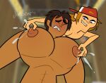 2026 2boys accurate_art_style big_nipples closed_eyes crying dark-skinned_male dark_skin facial_hair friends gay_male grin hat joetoonsfw male male_lactation male_only no_visible_genitalia raj_(tdi) smirk total_drama_(series) total_drama_island total_drama_island_(2023) wayne_(tdi) yaoi