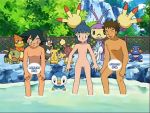 2boys ambipom ash_ketchum black_hair blue_hair breasts brock brown_hair buizel buneary censored chain-link_fence croagunk dark_skin dawn edit erect_nipples fence flat_chest floatzel hairless_pussy hikari_(pokemon) jpeg_artifacts multiple_boys nintendo nipples nude nude_filter onsen outdoors pachirisu photoshop pikachu piplup pokemon pokemon_(creature) pussy satoshi satoshi_(pokemon) screencap screenshot small_breasts spread_legs staravia takeshi takeshi_(pokemon) turtwig wading water wet