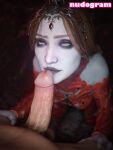  1boy 1girl 1girls 3d 3d_(artwork) 3d_art 3d_artwork 3d_model 3d_render anonymous_male art baldur's_gate baldur's_gate_3 blurred_background braided_hair checkpik cock_in_face crown detailed_background digital_art digital_artwork_(media) digital_media digital_media_(artwork) dungeons_and_dragons erection fellatio kneel kneeling_position larian_studios light-skinned_female light-skinned_male light_skin long_hair makeup male nudogram nudogram_link orin_the_red pale-skinned_female pale_skin penis penis_in_face pov pov_male tagme text very_long_hair watermark white_eyes white_text 