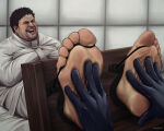 2026 asylum barefoot bondage chubby closed_eyes feet gloves inkhashiras male_feet male_foot_fetish male_tickling no_visible_genitalia real_person short_hair stocks story_at_source story_in_description straitjacket tickle_torture tickling tickling_feet toes_tied