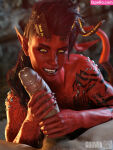 1girl 3d 3d_(artwork) 3d_art 3d_artwork 3d_background 3d_model anonymous_male art artist_name asymmetrical_hair baldur's_gate baldur's_gate_3 barbarian big_penis bigger_female black_hair blurred_background body_scars broken_horn burn_scar caption claws comic comic_page detailed_background dialogue digital_art digital_artwork_(media) digital_media digital_media_(artwork) dungeons_and_dragons fangs fapello fapello_link fit_female fit_male glowing_eyes godwin grinning handjob holding_penis horns in_water karlach larian_studios leaking_precum long_nails looking_at_viewer male neroxliv nude nude_female nude_male penis pointy_ears pov pov_eye_contact precum precum_drip precum_on_penis pubic_hair qr_code red_hair red_skin scar scarred side_shave stroking_penis subtitled tagme tail talking_to_viewer tattoo tattoos text tiefling tiefling_girl two-handed_handjob veiny_penis water watermark white_text yellow_eyes