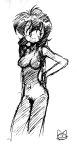  breasts gunsmith_cats hand_on_hip monochrome navel nude_female rally_vincent sketch 