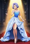 1boy 1girl ai_generated blue_dress cross-dressing crossdresser crossdressing dress green_eyes hair_ribbon high_heels james_(pokemon) pokemon pokemon_(anime) pokemon_character purple_hair ribbon smile smiling_at_viewer solo_focus