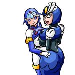  2_girls 2girls ass_grab breast_press breasts fairy_leviathan huge_ass large_breasts mega_man mega_man_zero oniontrain oniontrain_(artist) rockman rockman_zero smile splash_woman yuri 