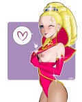  ace_attorney blonde_hair blue_eyes crown flashing flashing_breasts gloves leotard leotard_aside leotard_pull lessmaidenless maidenlessjay regina_berry sideboob sparkles teasing_viewer tongue_out wink 